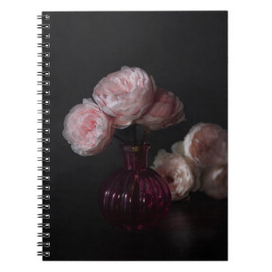 Cuaderno Flores Peonías rosadas pálidas en grano