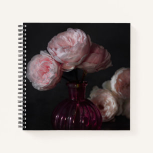 Cuaderno Flores Peonías rosadas pálidas en grano