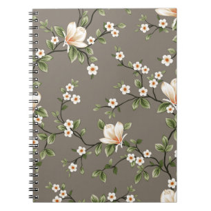 Cuaderno flores pequeñas recolectadas con un patrón de hoja