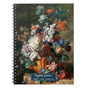 Cuaderno Flores Personalizadas Arte Elegante Guión Nombre D