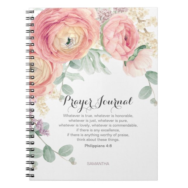 Cuaderno Flores personalizadas del melocotón de Rubor del (Frente)