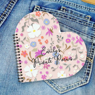 Cuaderno Flores personalizadas Ditsy en espiral con forma d