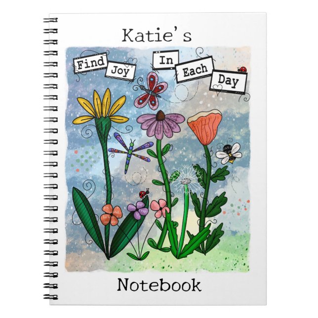 Cuaderno Flores personalizadas Notas musicales y arte de la (Frente)