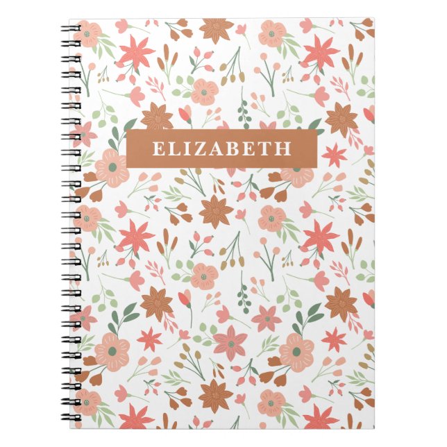 Cuaderno Flores Personalizados Boho Floral Earth Tones (Frente)