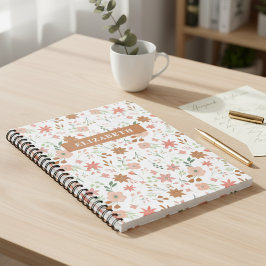 Cuaderno Flores Personalizados Boho Floral Earth Tones