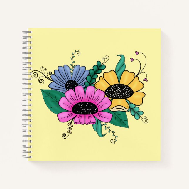 Cuaderno Flores Personalizados coloridas (Anverso)