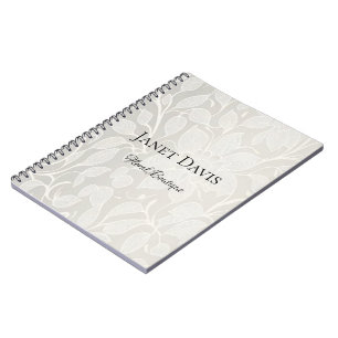 Cuaderno Flores plateadas grabadas en blanco
