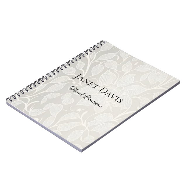 Cuaderno Flores plateadas grabadas en blanco (Lado Izquierdo)