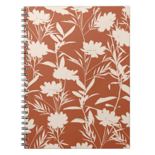 Cuaderno Flores praderas de silueta retro patrón ininterrum