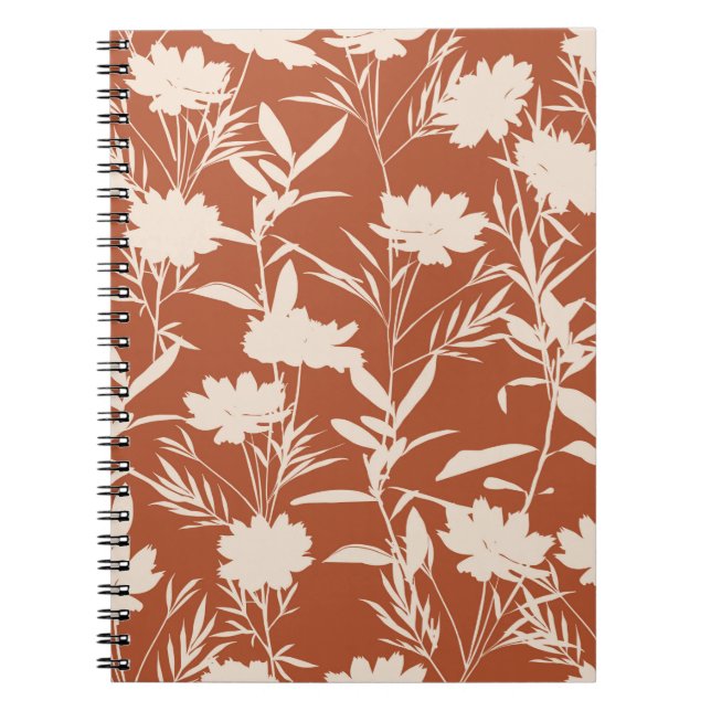 Cuaderno Flores praderas de silueta retro patrón ininterrum (Frente)