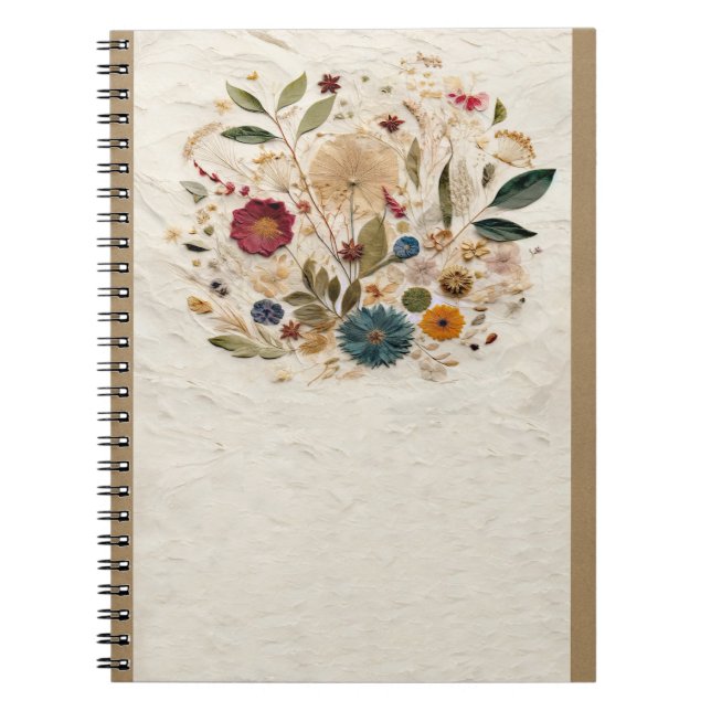 Cuaderno Flores Prensadas de Jardín Caprichoso Bohemio (Frente)