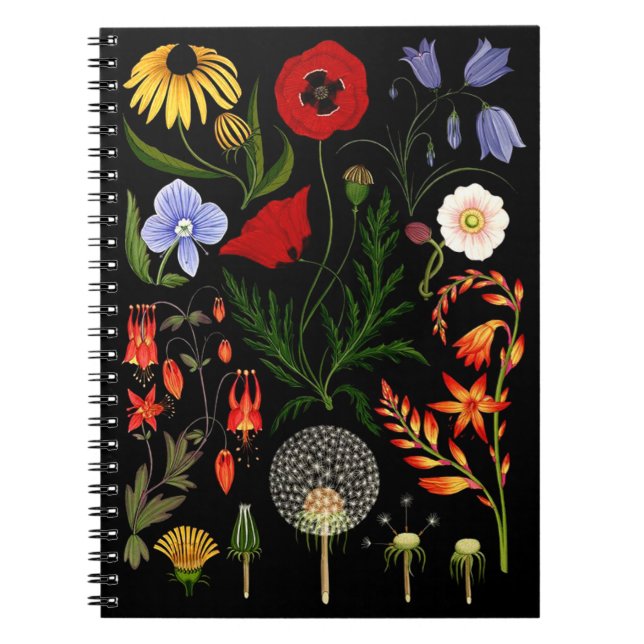 Cuaderno Flores Presionadas, flores silvestres Boho, botáni (Frente)
