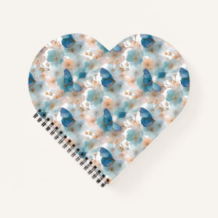Cuaderno Flores primaverales vintage y mariposa azul