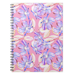 Cuaderno Flores Púrpura: Elegancia Floral acuarela.