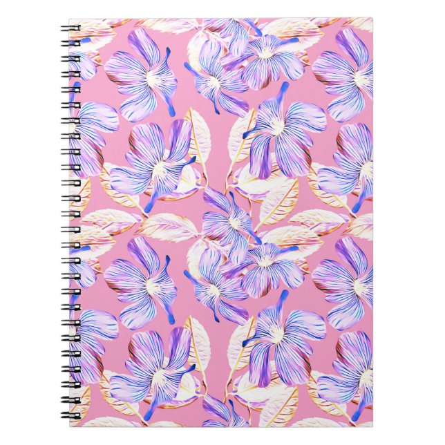Cuaderno Flores Púrpura: Elegancia Floral acuarela. (Frente)