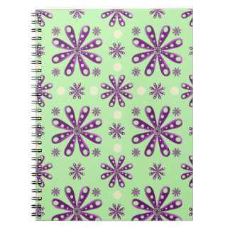 Cuaderno Flores púrpura retro sobre fondo verde