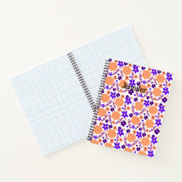 Cuaderno Flores Púrpura Y Naranja