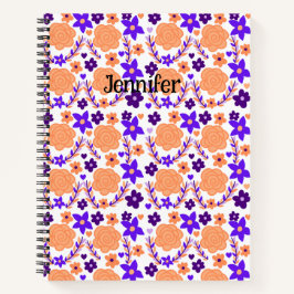 Cuaderno Flores Púrpura Y Naranja
