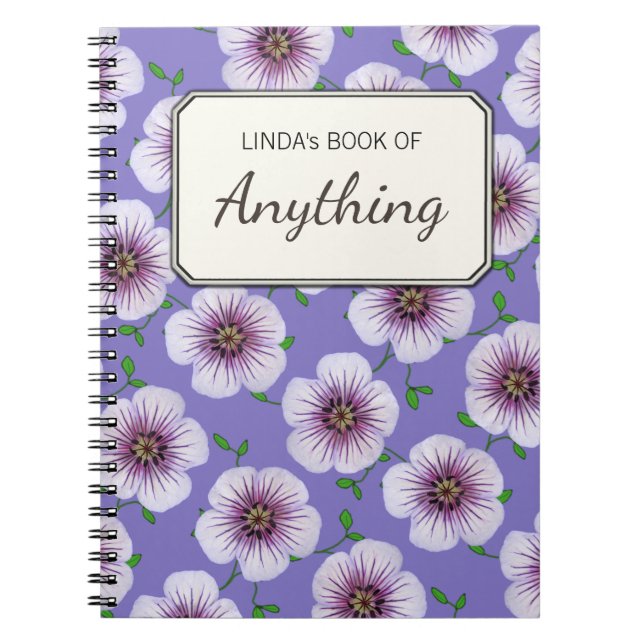 Cuaderno Flores púrpuras botánicas en cualquier color (Frente)