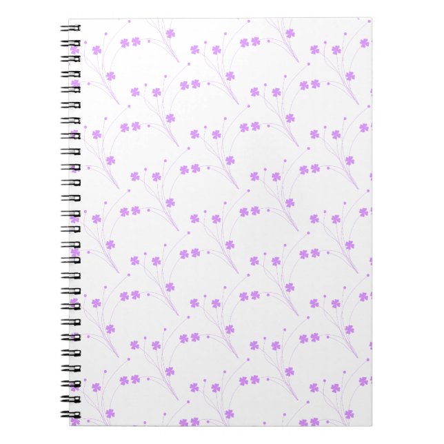 Cuaderno Flores púrpuras de lino, impresión floral pastel p (Frente)