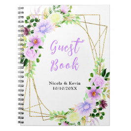 Cuaderno Flores púrpuras de primavera con follaje