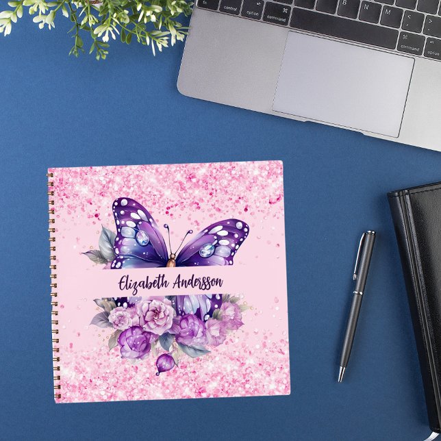 Cuaderno Flores púrpuras rosadas de mariposa Sketchbook (Subido por el creador)