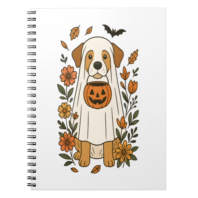 Cuaderno Flores recuperadoras de Labrador de Halloween (Frente)