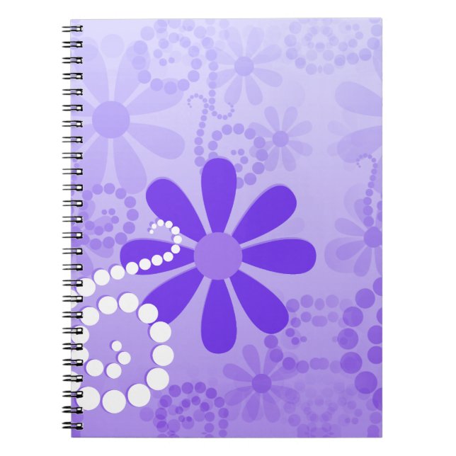 Cuaderno Flores retras florales púrpuras femeninas (Frente)