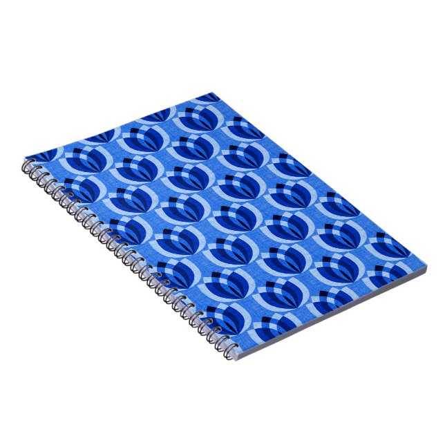 Cuaderno Flores retro azul cobalto (Lado Derecho)