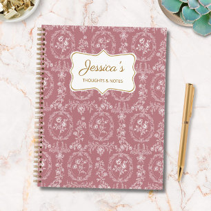 Cuaderno Flores Rococó Antiguas Nombre Personalizado Floral