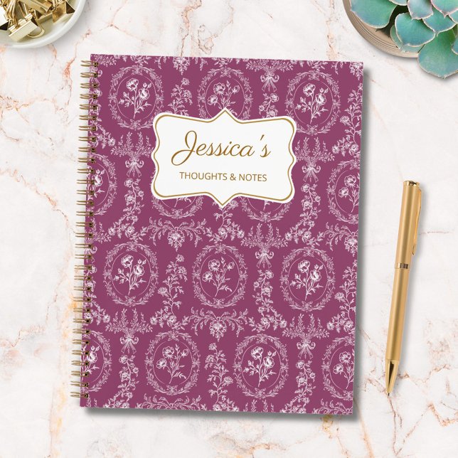 Cuaderno Flores Rococó Antiguas Nombre Personalizado Floral (In situ)
