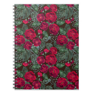 Cuaderno Flores rojas, acuarela floral.