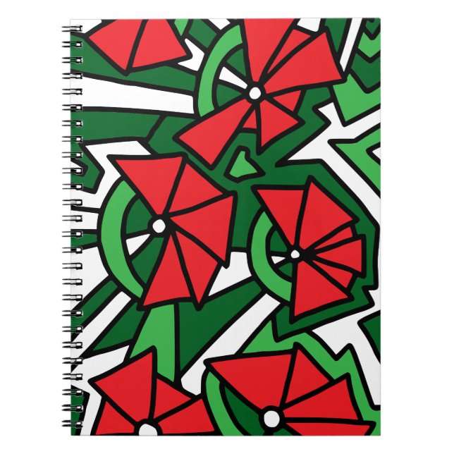 Cuaderno Flores rojas Doodle Art (Frente)