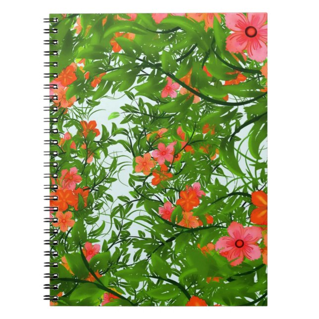 Cuaderno Flores rojas en el arte verde (Frente)