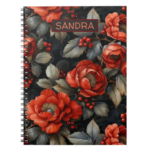 Cuaderno Flores rojas en negro (Frente)