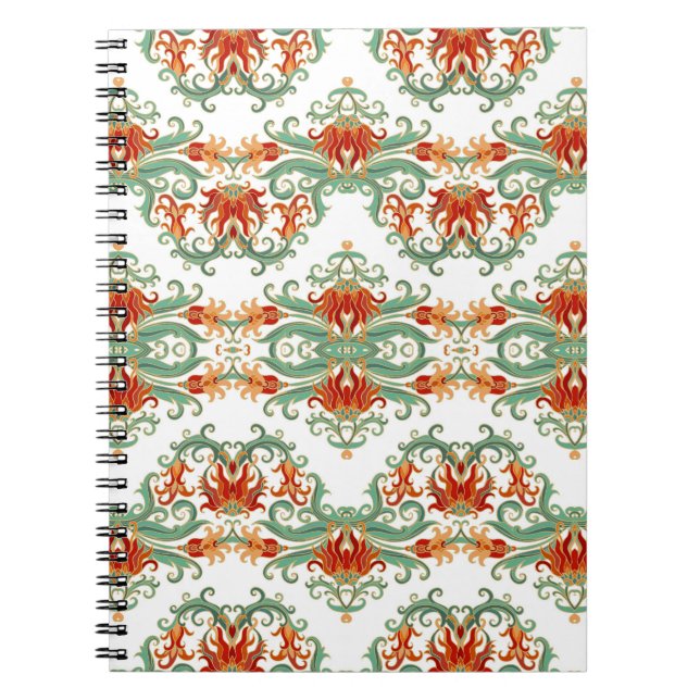 Cuaderno Flores rojas estilo chino ornamental (Frente)