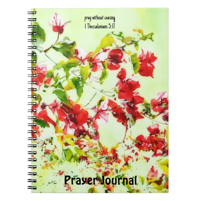 Cuaderno Flores rojas Floral Oración Revista Biblia Verse (Frente)
