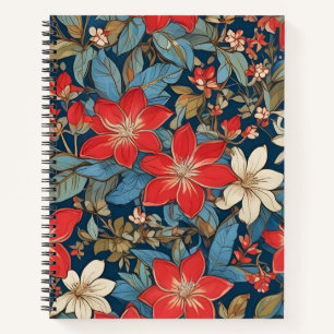 Cuaderno Flores Rojas & Hojas Azules