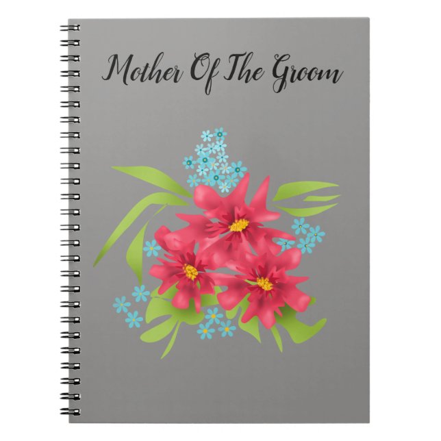 Cuaderno Flores rojas lindas sin soldadura estampado floral (Frente)