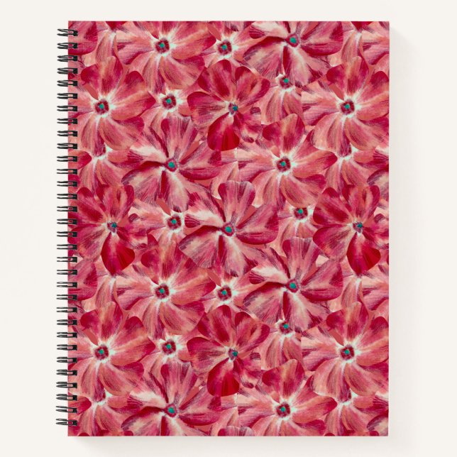 Cuaderno Flores rojas modernas Patrón acuarela floral (Anverso)