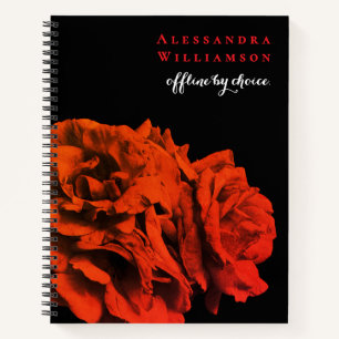 Cuaderno Flores rojas negras divertidas inspiracionales flo