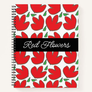 Cuaderno Flores Rojas Personalizadas Floral