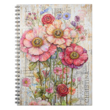 Flores rojas rosadas de Shabby Chic Floral Ephemer