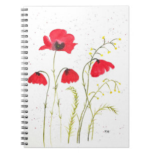 Cuaderno Flores rojas rústicas de opio