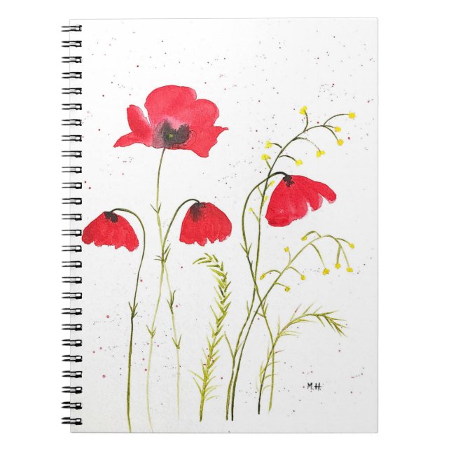 Cuaderno Flores rojas rústicas de opio (Frente)