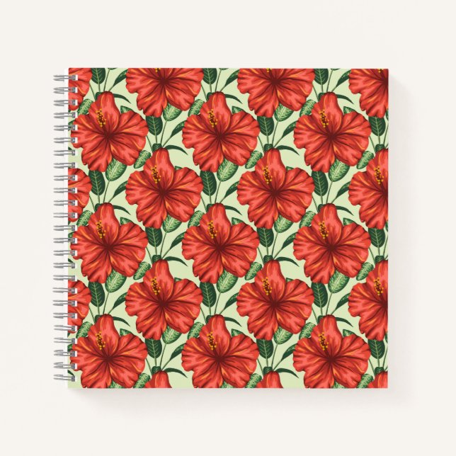 Cuaderno Flores rojas trópicas sin costura (Anverso)