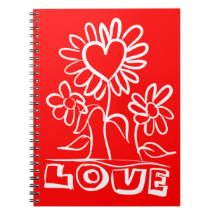 Cuaderno Flores Rojas Y Blancas De Amor Flores & Corazones
