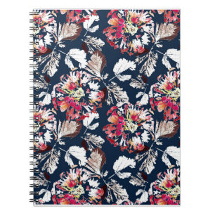 Cuaderno Flores rojas y blancas en azul.
