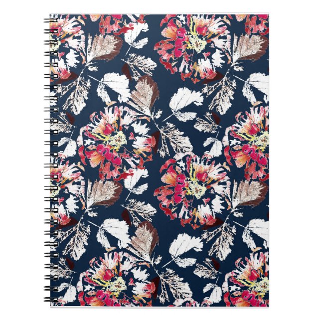 Cuaderno Flores rojas y blancas en azul. (Frente)