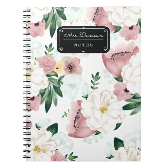 Cuaderno Flores románticas elegantes de la acuarela (Frente)